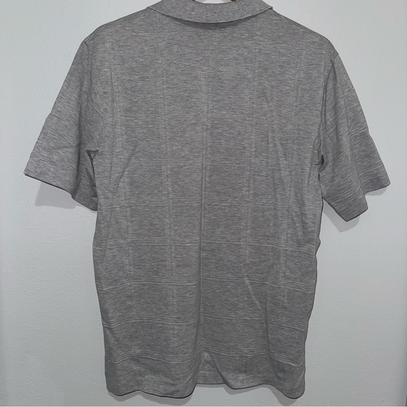 Polo Golf Ralph Lauren M Gray Textured Check Stripes Logo Button Polo Shirt - Picture 2 of 9